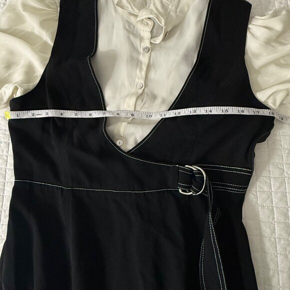 Cinq À Sept Black & White Long Sleeve Dress With Wrap Detail Size 8 - Picture 10 of 12